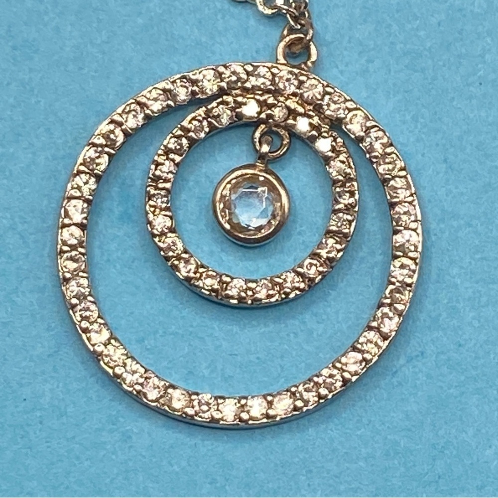 Sterling Silver Cubic Zirconia Concentric Circles Pendant Necklace